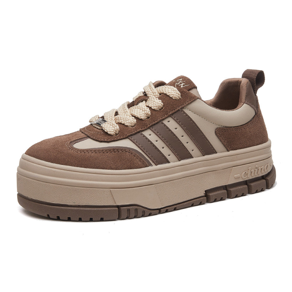Genuine leather hot selling retro Dexun shoes for women 2024 spring new casual versatile thick soled height enhancing student white sneakers image 18
