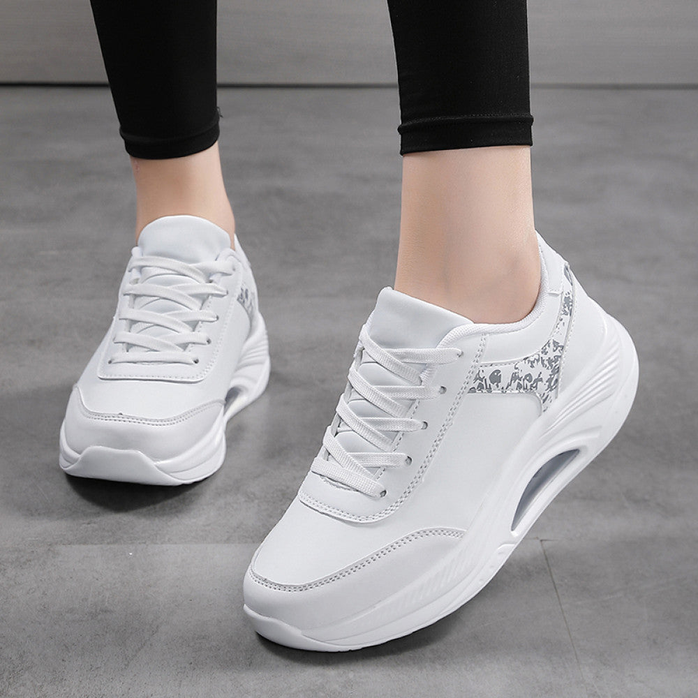 New winter air cushion rocking shoes for women leather waterproof white sports shoes thickness increased mother shoes casual shoes image 2