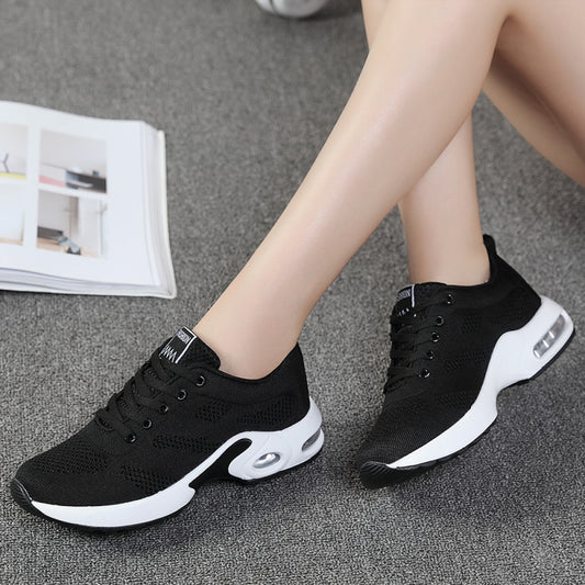 Women s sports shoes mesh breathable casual shoes lace up middle school student running shoes 2024 new air cushion travel shoes