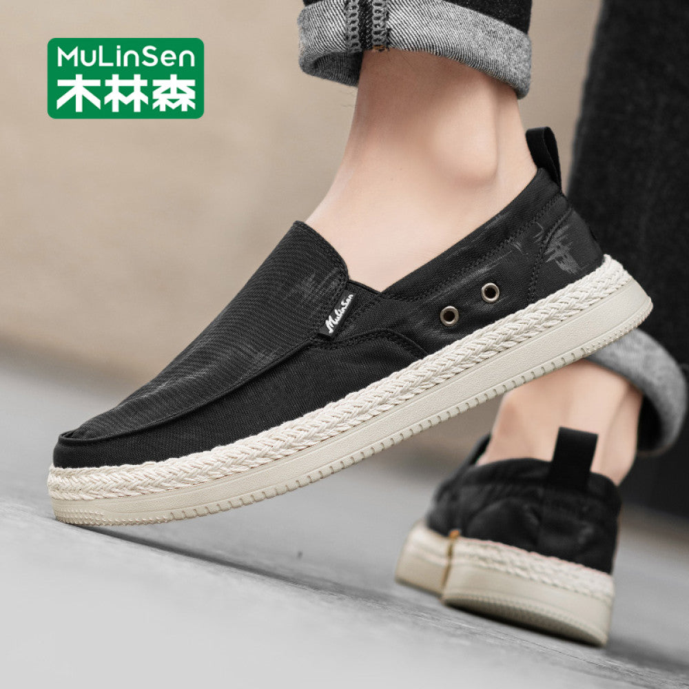 Mulinsen canvas shoes men s summer breathable thin lazy slip on men s shoes flat casual soft bottom men s cloth shoes image 5