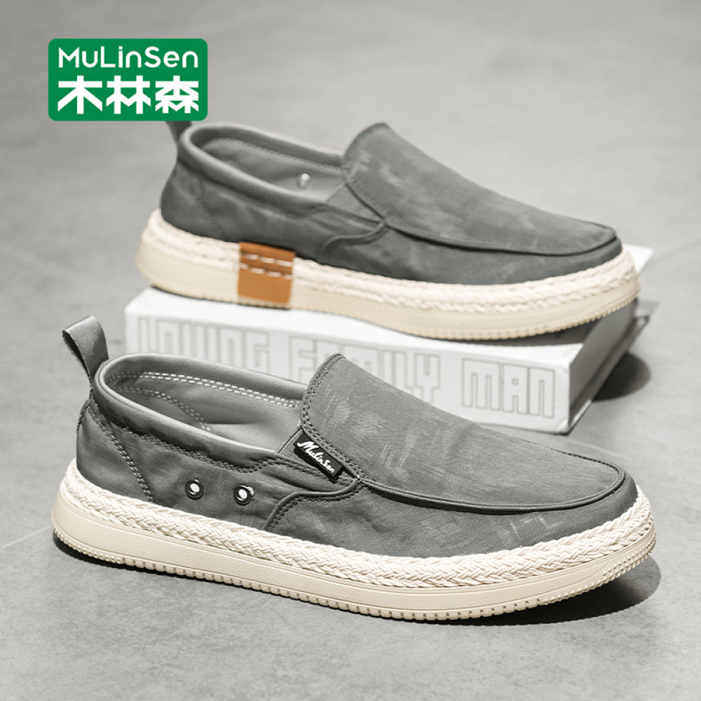 Mulinsen canvas shoes men s summer breathable thin lazy slip on men s shoes flat casual soft bottom men s cloth shoes image 26