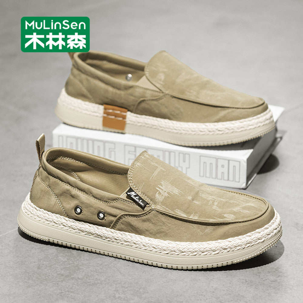 Mulinsen canvas shoes men s summer breathable thin lazy slip on men s shoes flat casual soft bottom men s cloth shoes image 34