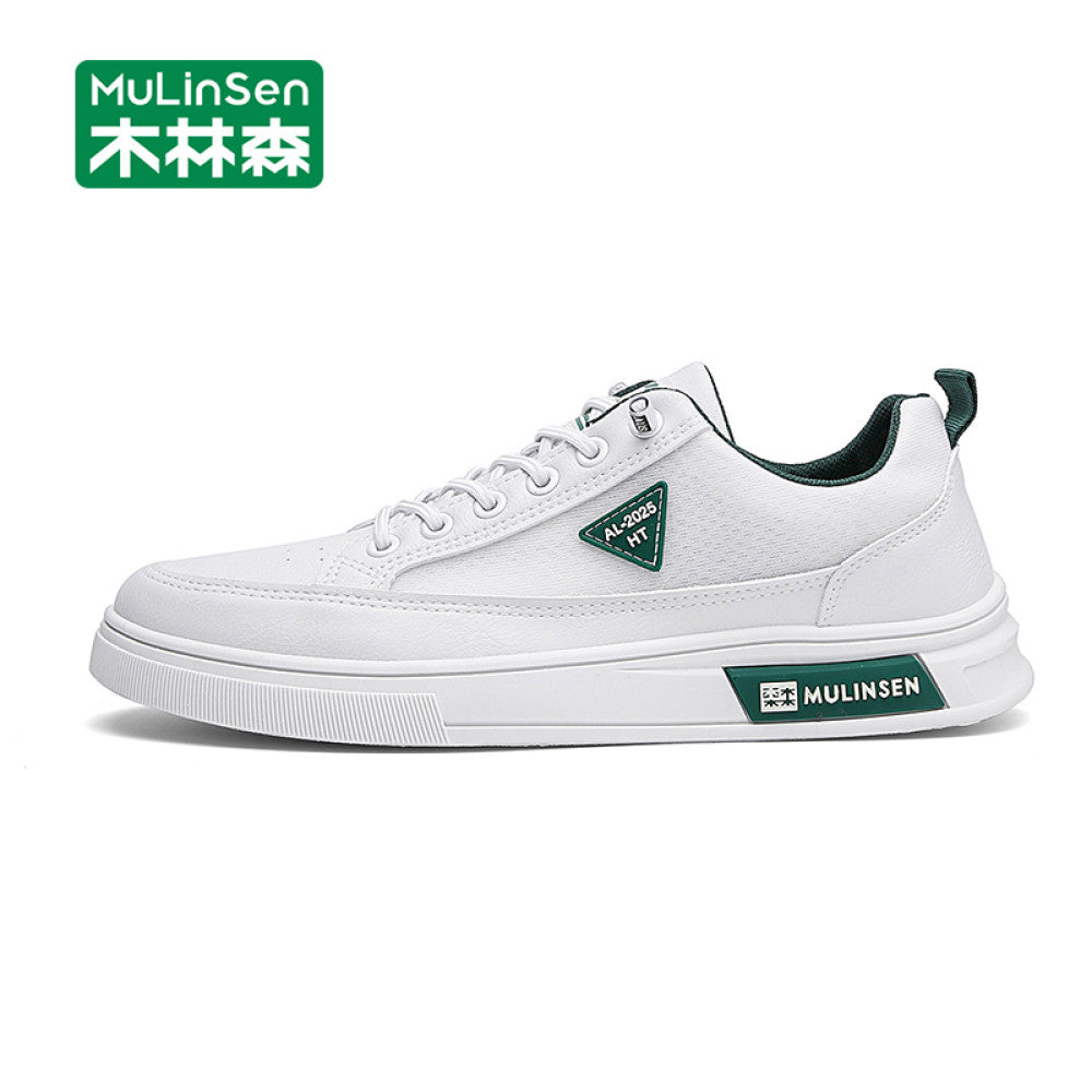 Mulinsen men s summer breathable soft soled mesh white shoes sports casual mesh panel shoes men s hollow trendy shoes image 2