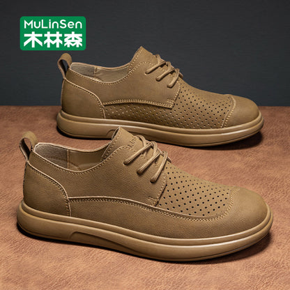 Mulinsen men s shoes autumn casual leather shoes men 2025 new driving soft sole slip on loafers summer image 13
