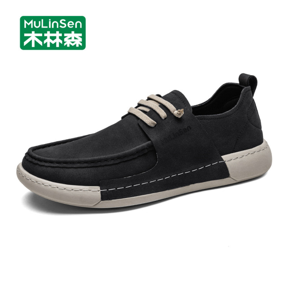 Mulinsen leather shoes men s 2025 new autumn soft sole toe shoes driving slip on men s casual shoes summer image 2