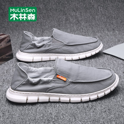 Mu Linsen canvas shoes for men in autumn 2025 new model for driving soft soled casual board shoes for men in summer image 4