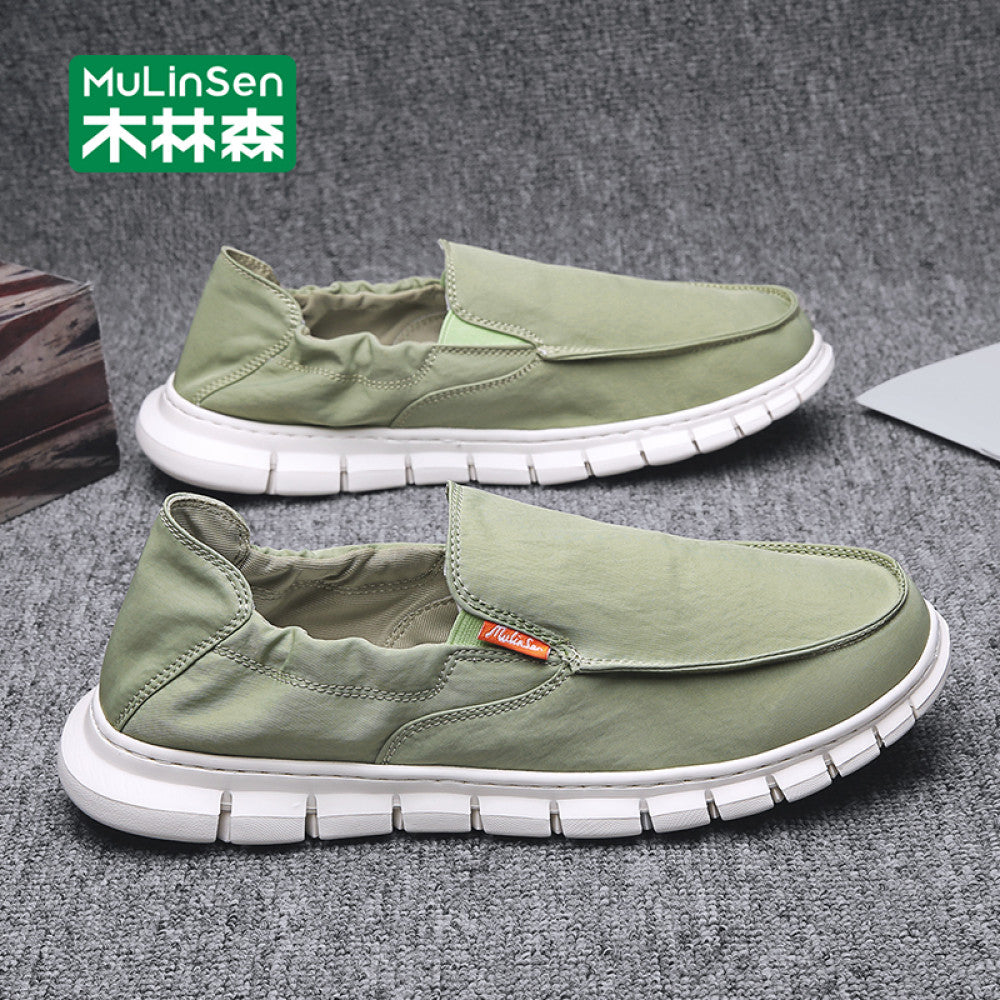 Mu Linsen canvas shoes for men in autumn 2025 new model for driving soft soled casual board shoes for men in summer