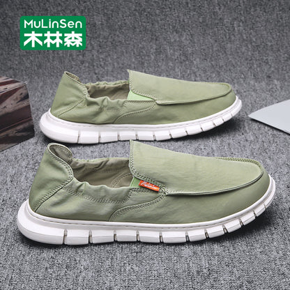 Mu Linsen canvas shoes for men in autumn 2025 new model for driving soft soled casual board shoes for men in summer