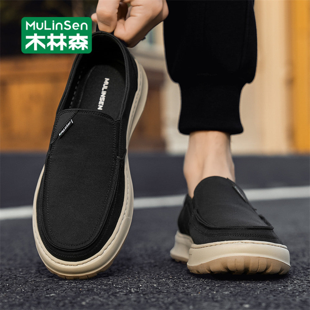 Mulinsen men s cloth shoes Old Beijing summer breathable casual canvas men s shoes one step driving lazy shoes autumn image 4