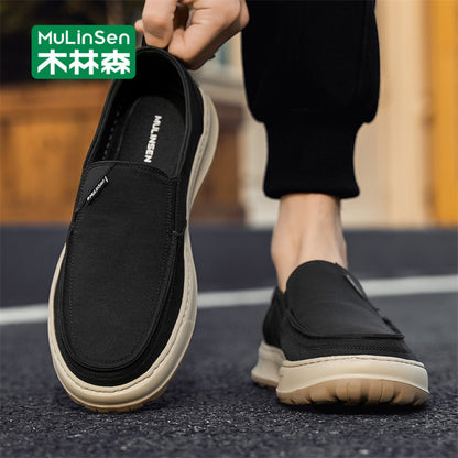 Mulinsen men s cloth shoes Old Beijing summer breathable casual canvas men s shoes one step driving lazy shoes autumn image 4