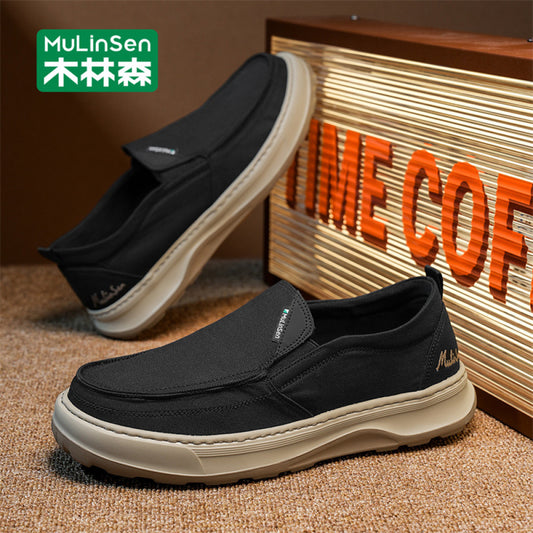 Mulinsen men s cloth shoes Old Beijing summer breathable casual canvas men s shoes one step driving lazy shoes autumn