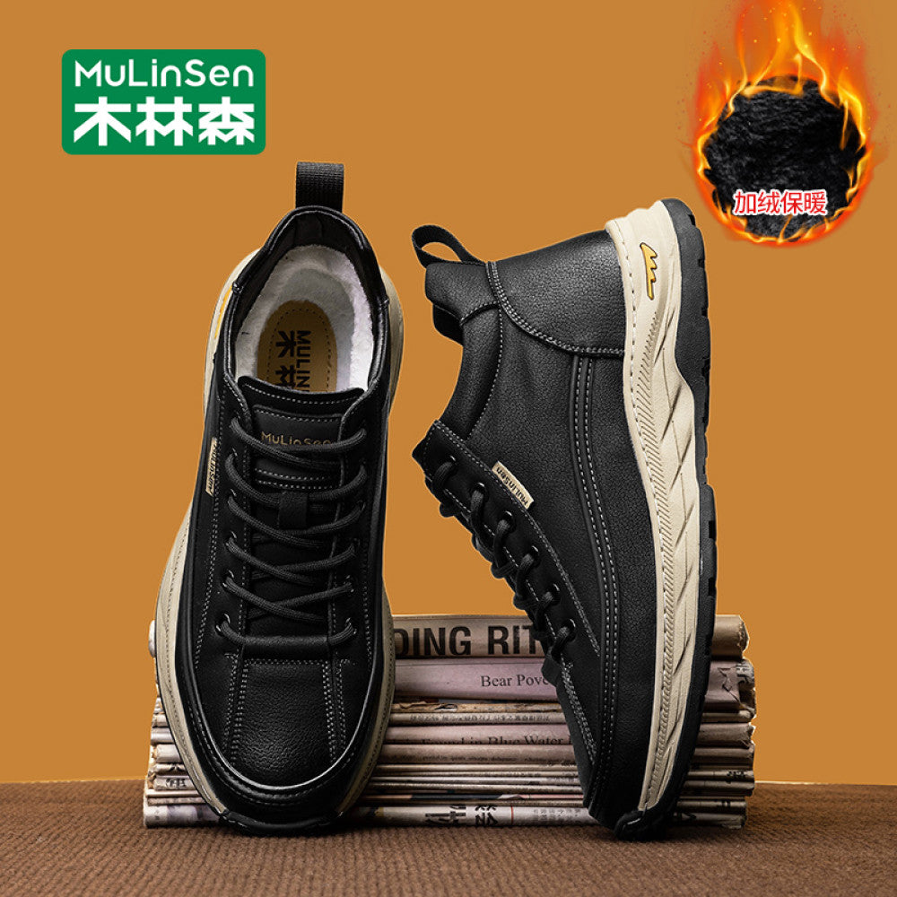 Mulinsen snow boots men s winter plus velvet Northeast cotton shoes warm fur integrated men s boots casual high top men s shoes image 13