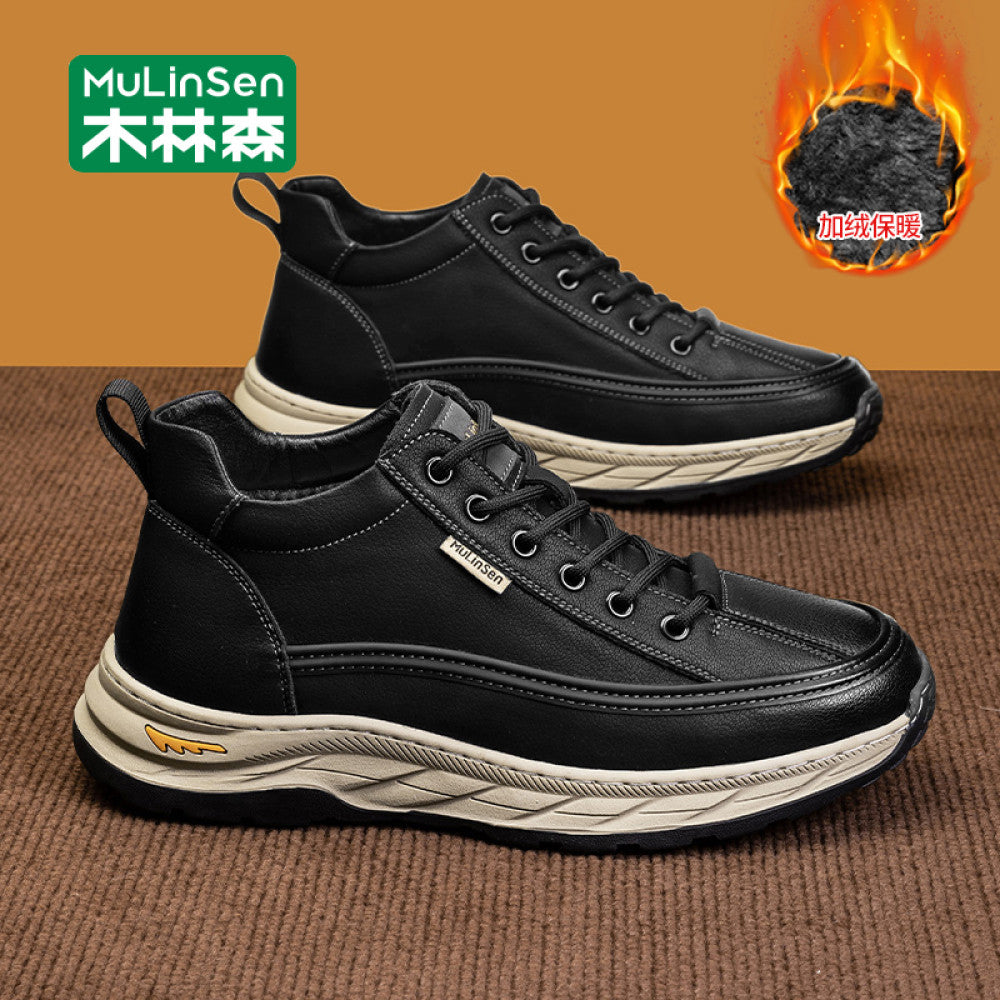 Mulinsen snow boots men s winter plus velvet Northeast cotton shoes warm fur integrated men s boots casual high top men s shoes image 14