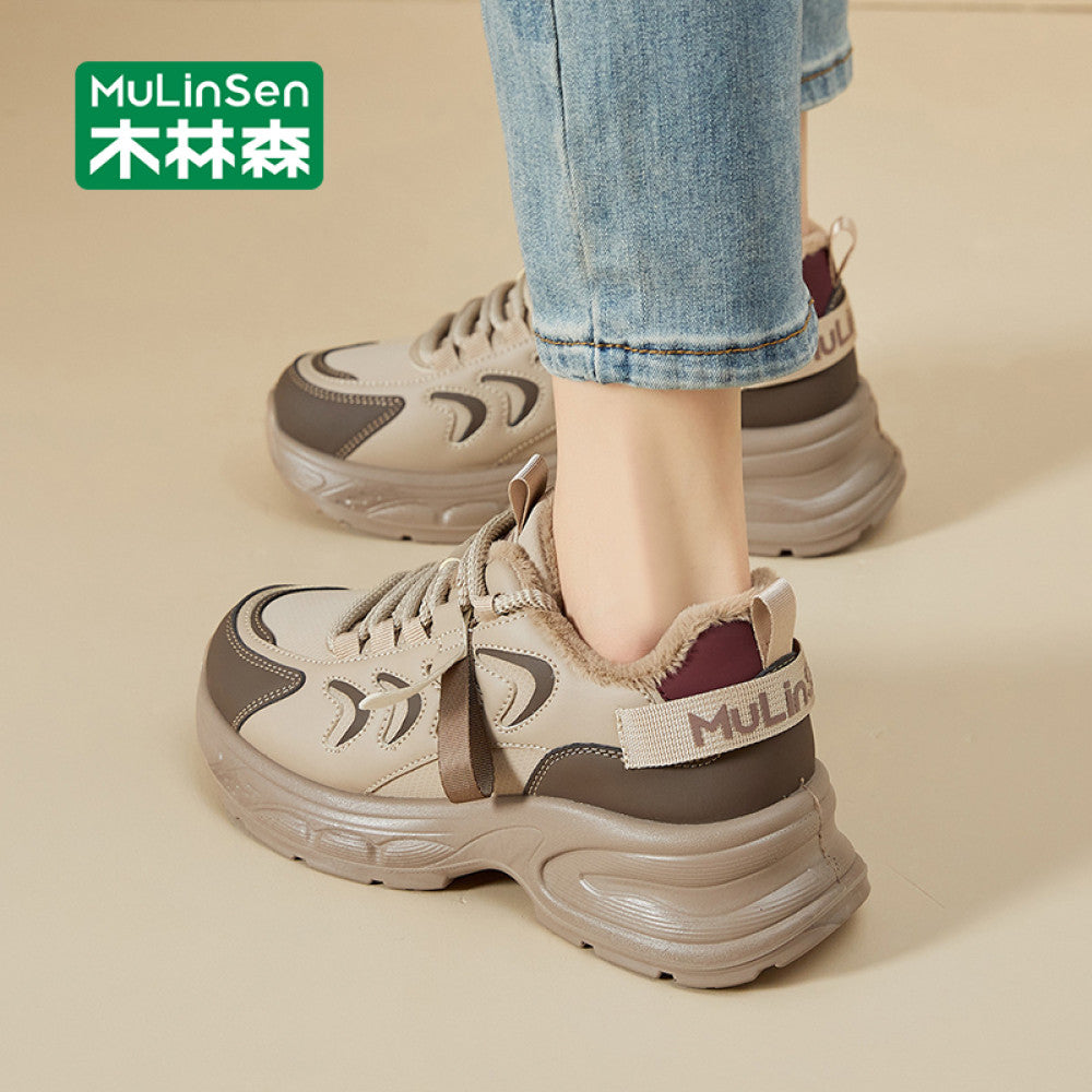 Wooden Forest Women s Shoes Winter Plush Sports Shoes Women s Warm Cotton Shoes Small Thick Bottom Dad Shoes Northeast Snow Shoes image 4