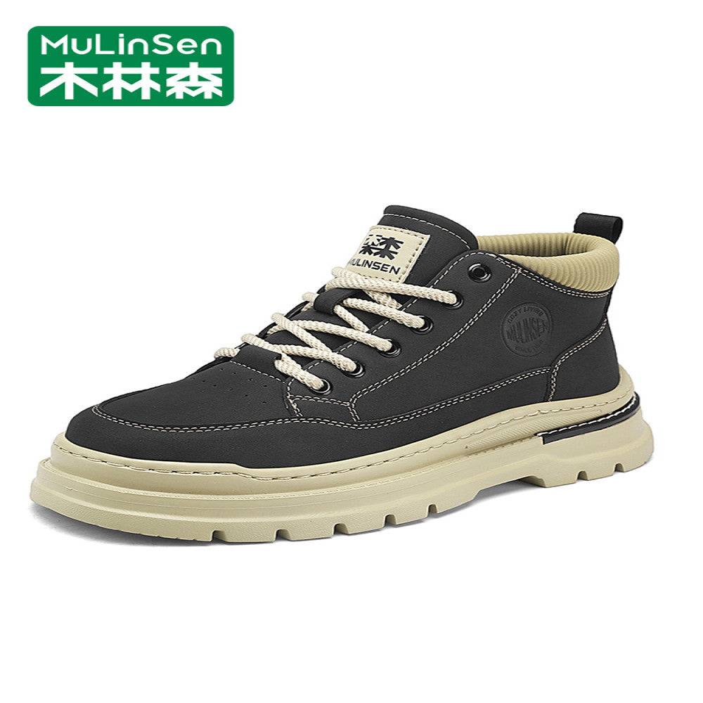 Mulinsen high top shoes men s 2025 new spring and autumn casual leather shoes mid top workwear Martin boots winter British men s shoes image 83