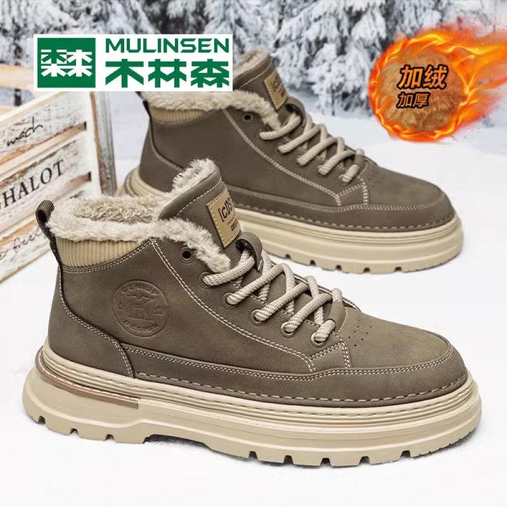Mulinsen high top shoes men s 2025 new spring and autumn casual leather shoes mid top workwear Martin boots winter British men s shoes image 145