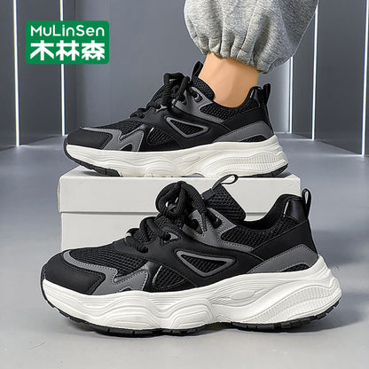 Wooden Forest Men s Shoes Summer Breathable Flyknit Running Casual Black Dad Shoes Men s 2025 New Men s Sports Shoes image 14