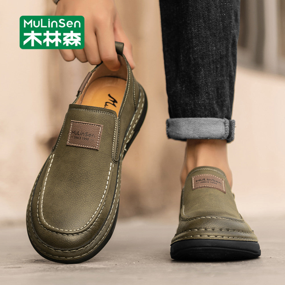 Mulinsen Tods shoes men s 2025 new summer men s shoes kitchen non slip work slip on men s casual leather shoes