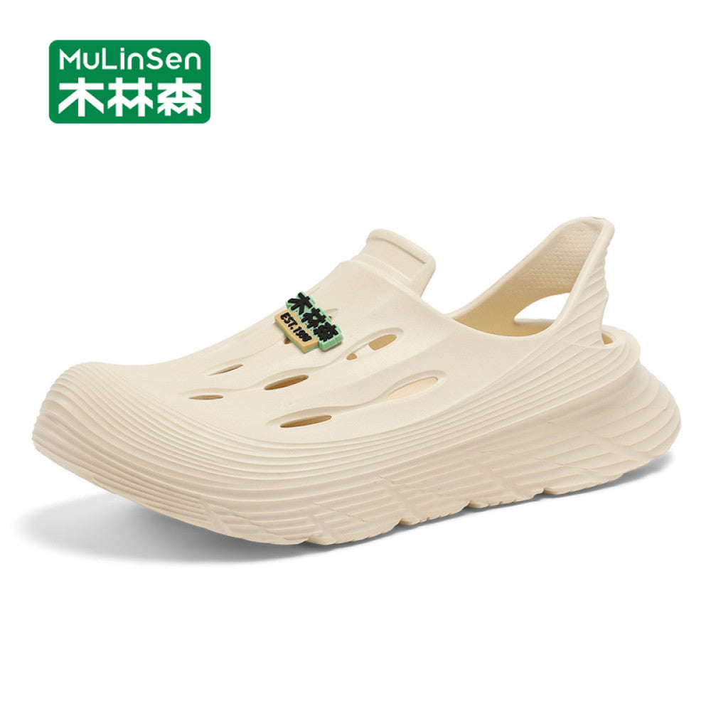 Wooden Forest Cave Shoes for Men Stepping on Shit Feeling Summer Outdoor Driving Full Package Sandals Water wading Beach Shoes Sports Cool Dragging for Men image 2