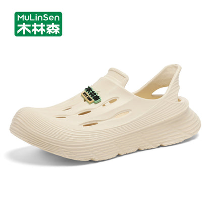 Wooden Forest Cave Shoes for Men Stepping on Shit Feeling Summer Outdoor Driving Full Package Sandals Water wading Beach Shoes Sports Cool Dragging for Men image 2