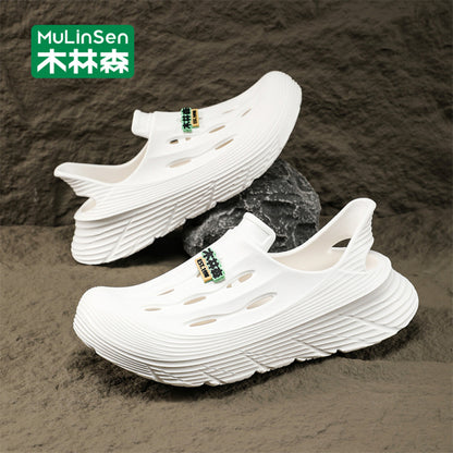Wooden Forest Cave Shoes for Men Stepping on Shit Feeling Summer Outdoor Driving Full Package Sandals Water wading Beach Shoes Sports Cool Dragging for Men image 12