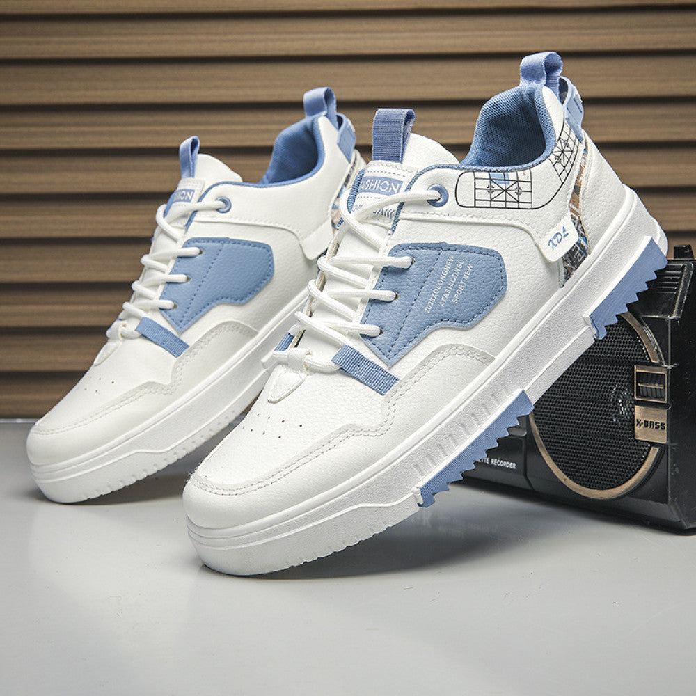 Men s shoes 2025 new summer breathable sports and leisure shoes men s versatile trendy white shoes student low top skateboard shoes image 0