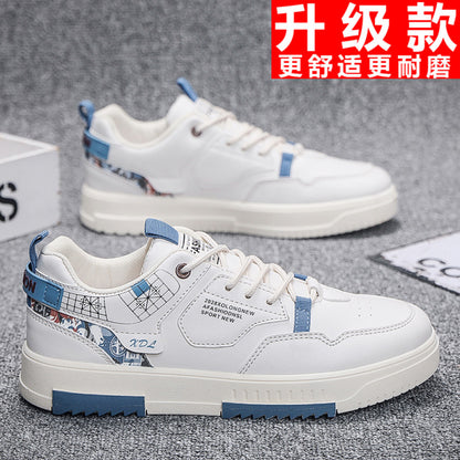 Men s shoes 2025 new summer breathable sports and leisure shoes men s versatile trendy white shoes student low top skateboard shoes