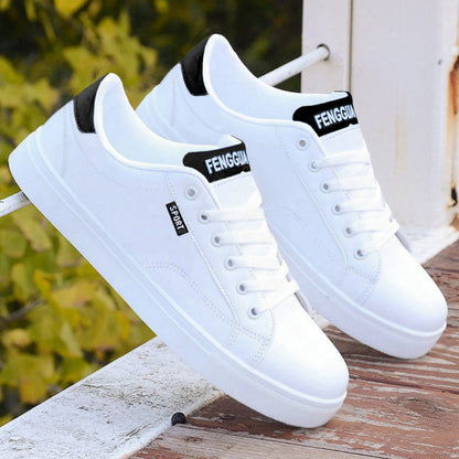Men s shoes white shoes 2025 summer casual sports shoes student versatile low top waterproof small leather shoes men s trendy shoes image 26