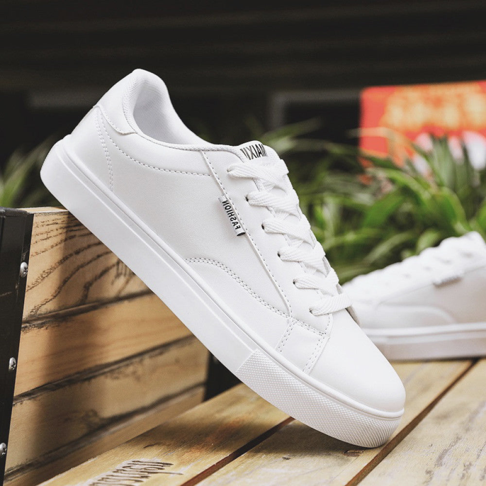 Men s shoes white shoes 2025 summer casual sports shoes student versatile low top waterproof small leather shoes men s trendy shoes image 27