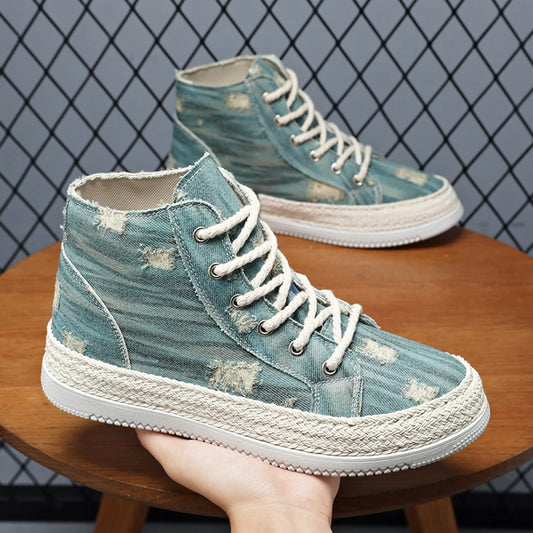 High top cloth shoes for men spring 2025 new versatile casual shoes for students anti slip men s workwear trendy shoes for men