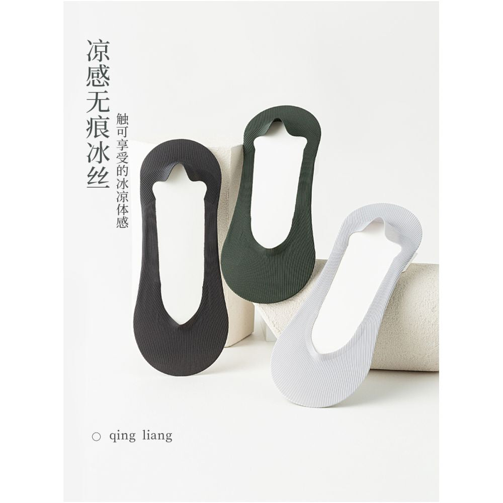 Boat socks for men in summer thin design anti slip and non falling heel socks men s short socks with shallow mouth invisible and seamless low cut pure cotton sole ice silk image 2