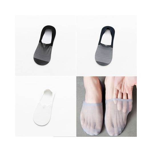 Men s invisible boat socks with ice silk mesh ultra thin hollow out anti odor shallow mouth low cut socks summer silicone anti drop sole
