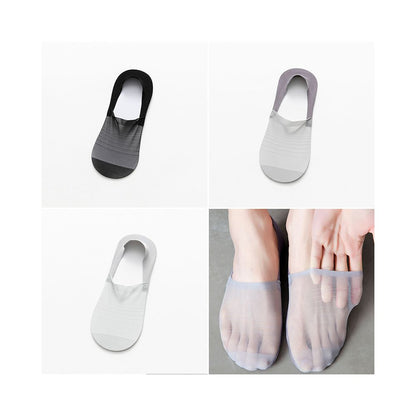 Men s invisible boat socks with ice silk mesh ultra thin hollow out anti odor shallow mouth low cut socks summer silicone anti drop sole image 11