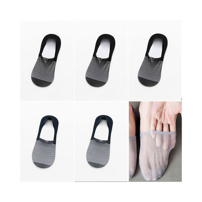 Men s invisible boat socks with ice silk mesh ultra thin hollow out anti odor shallow mouth low cut socks summer silicone anti drop sole