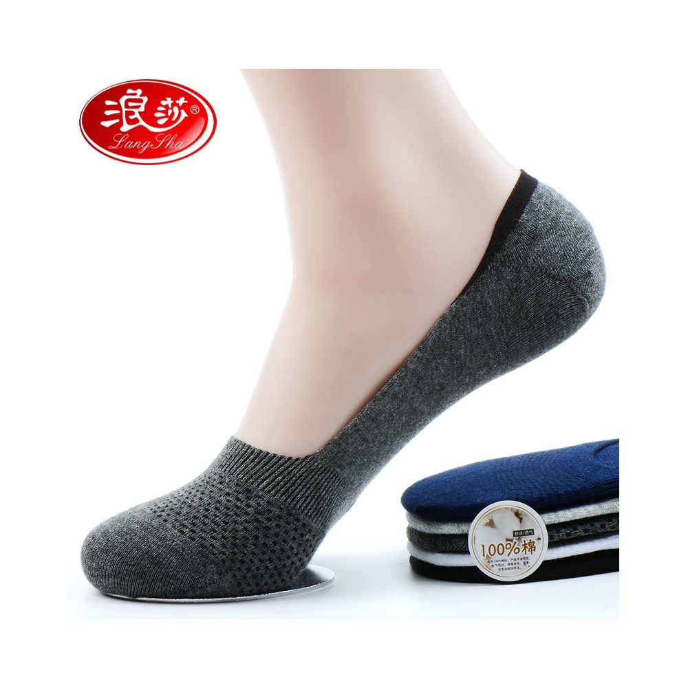 Langsha Socks Men s Boat Socks Summer Thin Shallow Mouth Invisible Socks Bean Socks Men s Pure Cotton Non Falling Heel Socks Summer image 2