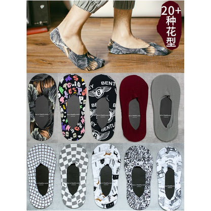 Invisible socks men s ice silk boat socks summer thin anti odor short socks shallow mouth silicone anti slip cotton bottom socks men s trend image 2