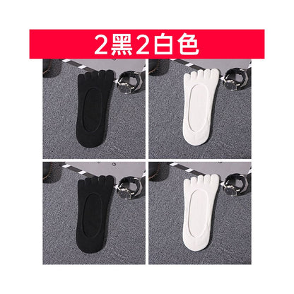 Five finger socks men s boat socks summer pure cotton anti odor and sweat absorbing shallow mouth invisible socks silicone anti slip black split toe sock holder image 9