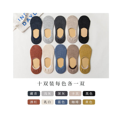 Socks for children short socks shallow mouth boat socks women s solid color cotton socks women s silicone anti slip and non falling heel invisible socks summer thin version image 13