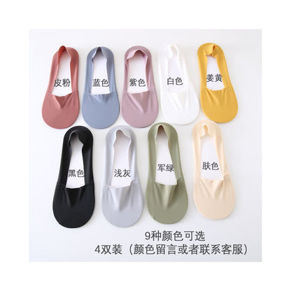 Summer internet celebrity ice silk boat socks for women shallow mouth invisible non shedding anti slip pure cotton bottom breathable odor proof antibacterial women s summer