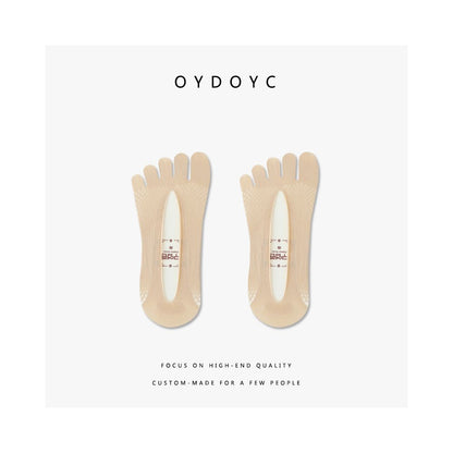Summer thin five finger socks boat socks women s summer velvet silicone anti slip and non falling heel split super short socks invisible socks