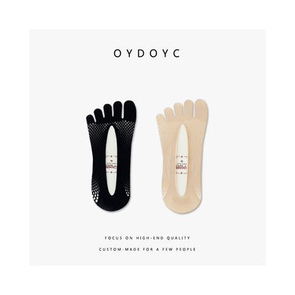 Summer thin five finger socks boat socks women s summer velvet silicone anti slip and non falling heel split super short socks invisible socks