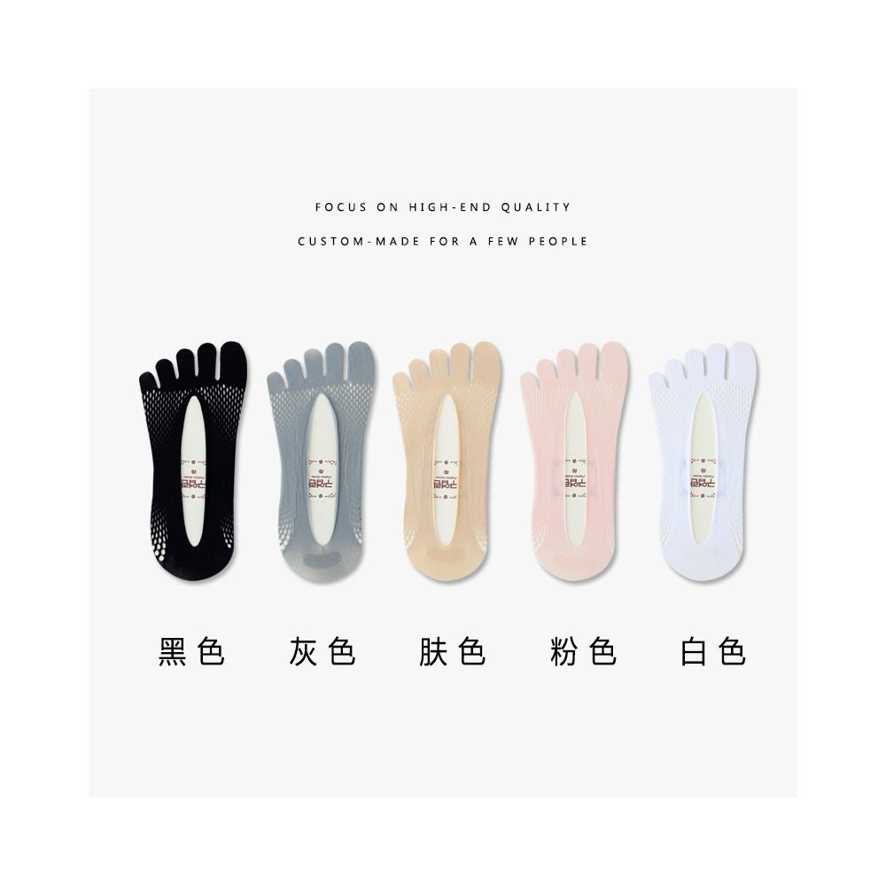Summer thin five finger socks boat socks women s summer velvet silicone anti slip and non falling heel split super short socks invisible socks image 5