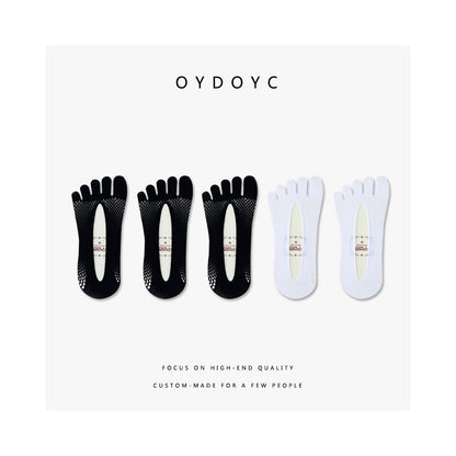 Summer thin five finger socks boat socks women s summer velvet silicone anti slip and non falling heel split super short socks invisible socks