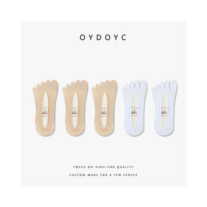 Summer thin five finger socks boat socks women s summer velvet silicone anti slip and non falling heel split super short socks invisible socks