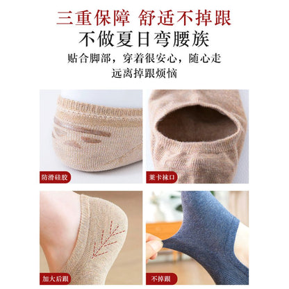 100 pure cotton socks women s boat socks invisible anti slip non removable heel all cotton shallow mouth short socks summer thin women s socks image 3