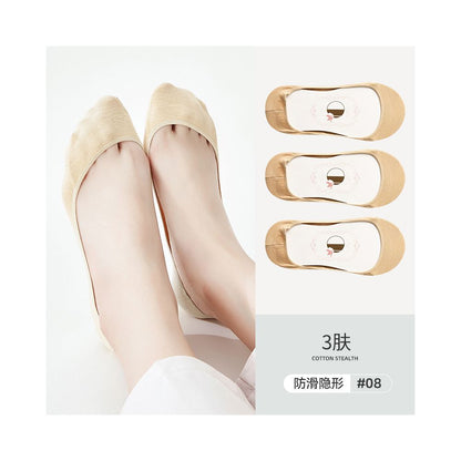 Ship socks women s invisible socks spring and summer shallow mouth silicone anti slip shoes high heels summer women s solid color socks image 138