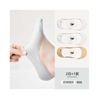 Ship socks women s invisible socks spring and summer shallow mouth silicone anti slip shoes high heels summer women s solid color socks image 152