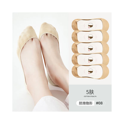 Ship socks women s invisible socks spring and summer shallow mouth silicone anti slip shoes high heels summer women s solid color socks