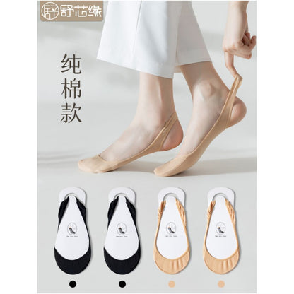 Ship socks for women anti slip and non falling summer thin style ultra shallow mouth single shoe socks high heels invisible socks solid color cotton socks sole
