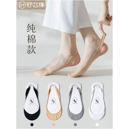 Ship socks for women anti slip and non falling summer thin style ultra shallow mouth single shoe socks high heels invisible socks solid color cotton socks sole